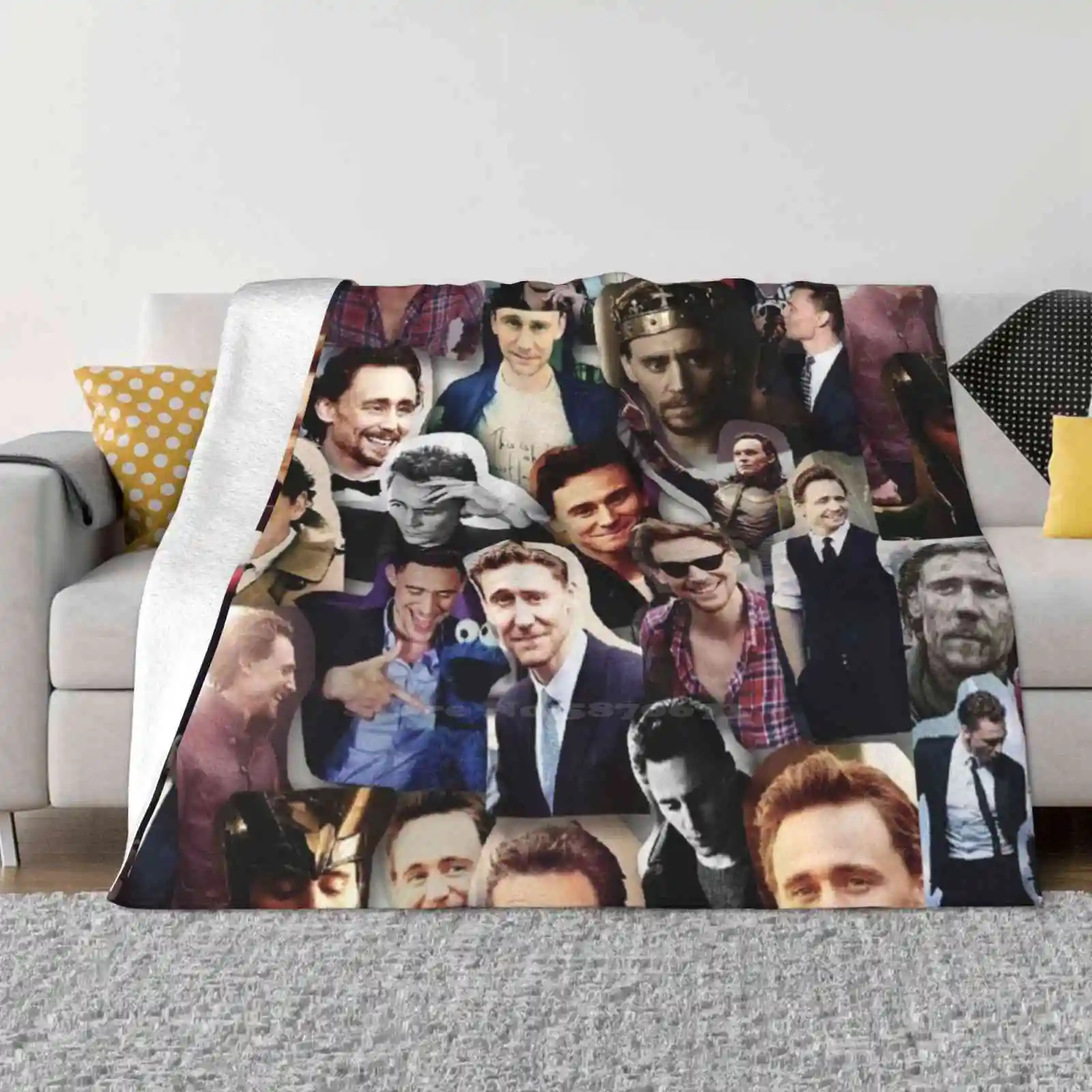 

Tom Hiddleston Collage Top Quality Comfortable Bed Sofa Soft Blanket Actor Tom Hiddleston Collage