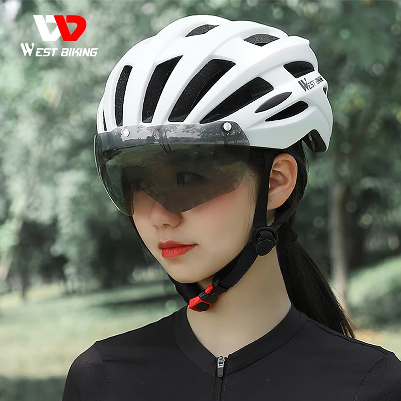 WEST BIKING Cycling Helmet Men Women Comfort Bicycle Helmet MTB Road Bike Safe Cap Magnetic Motorcycle Goggle Helmet Equipment