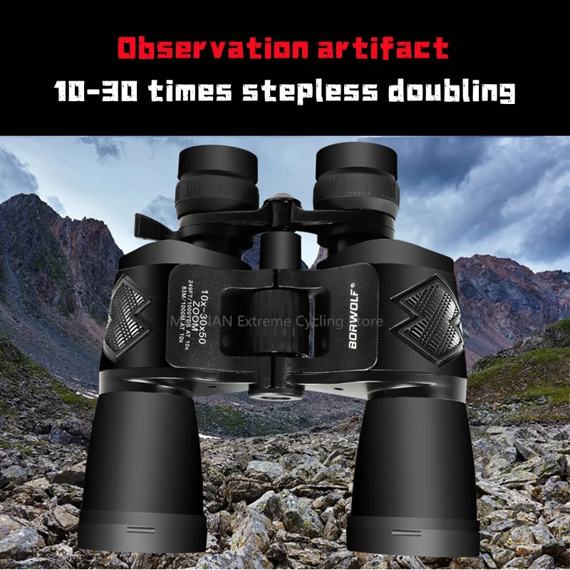 

10-30X50 High Magnification HD Professional Zoom powerful Binoculars Light night vision for hunting telescope monocular