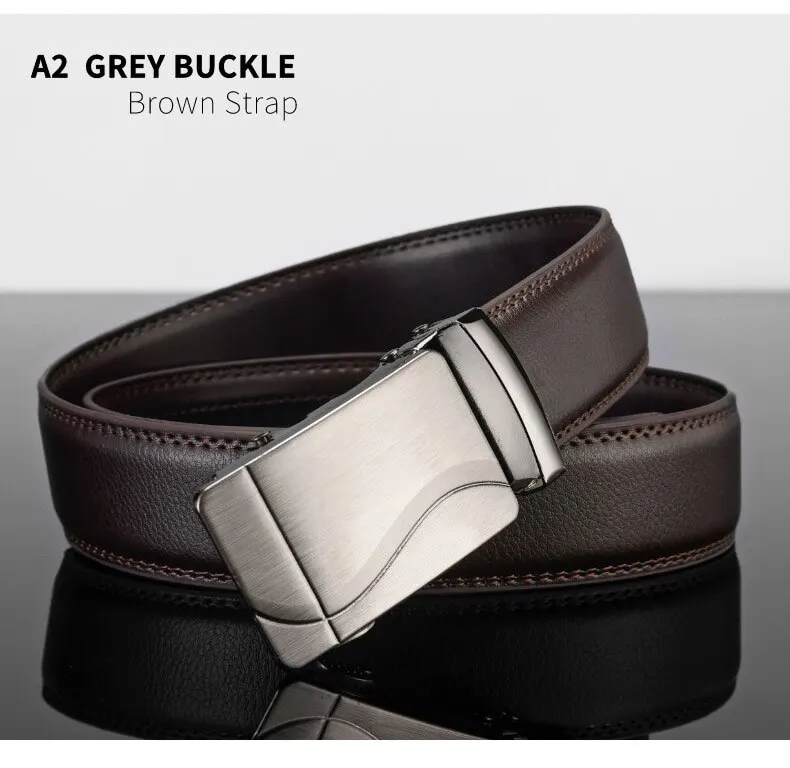 Männer Pu Leder Gürtel Metall Automatische Schnalle Marke Hohe Qualität Luxus Gürtel für Männer Berühmte Arbeit Business Schwarz PU Strap – Detail 9