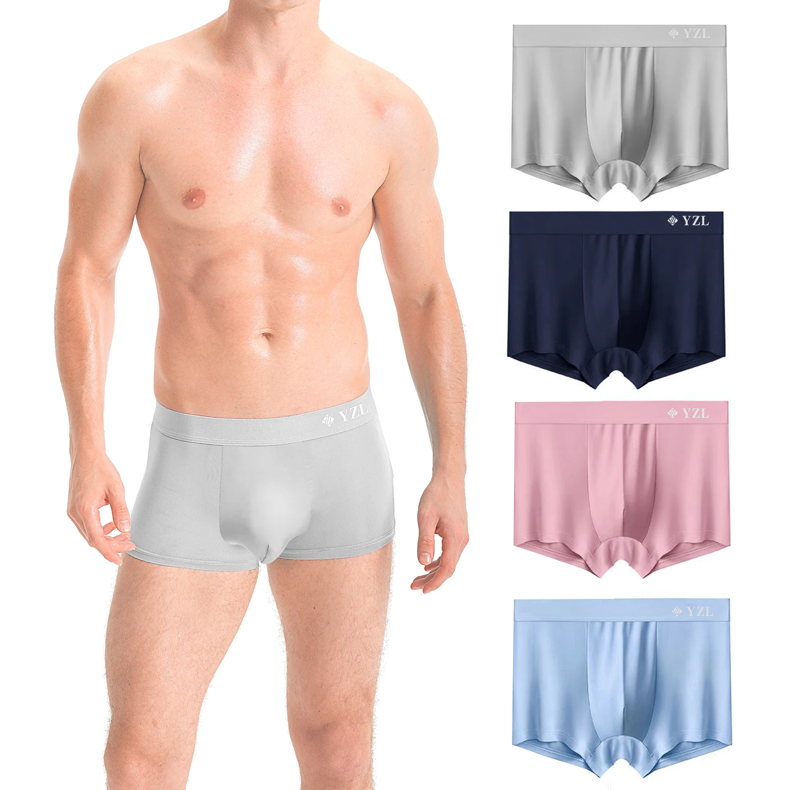 Men's Boxer Briefs bulge Enhancing ice silk Underwear Quick Dry Breathable Pouch Oversized 7xl Underpants Men with Gift Box