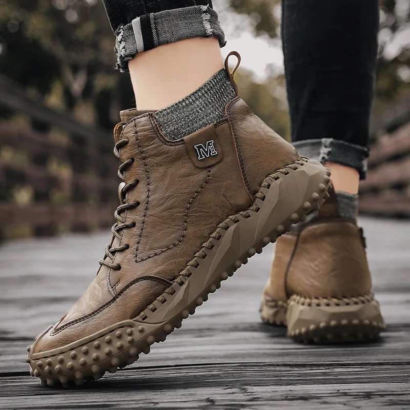 Winter Warm Men's Casual Shoes Fashion Handmade Men's Boots Comfortable Men's Ankle Boots Outdoor High Quality Hiking Boots Men
