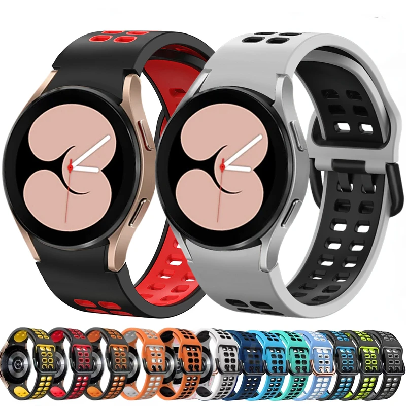 

No Gap 20mm Silicone Strap for Samsung Galaxy Watch 5/4 44mm 40mm/5 Pro 45mm Two-Color Wristband Watch 4 Classic 46mm 42mm Band