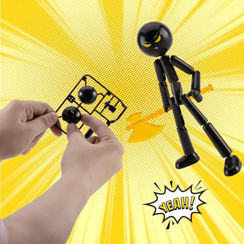 1 Set Novelty Action Figure Stickman Assembled Robot Movable 3d Printing Mannequin Multi-jointed Stickman Toy - 4