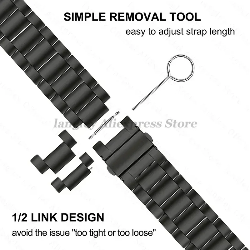 Sleek Stainless Steel Watch Band - No Gaps, 20mm Metal Bracelet
