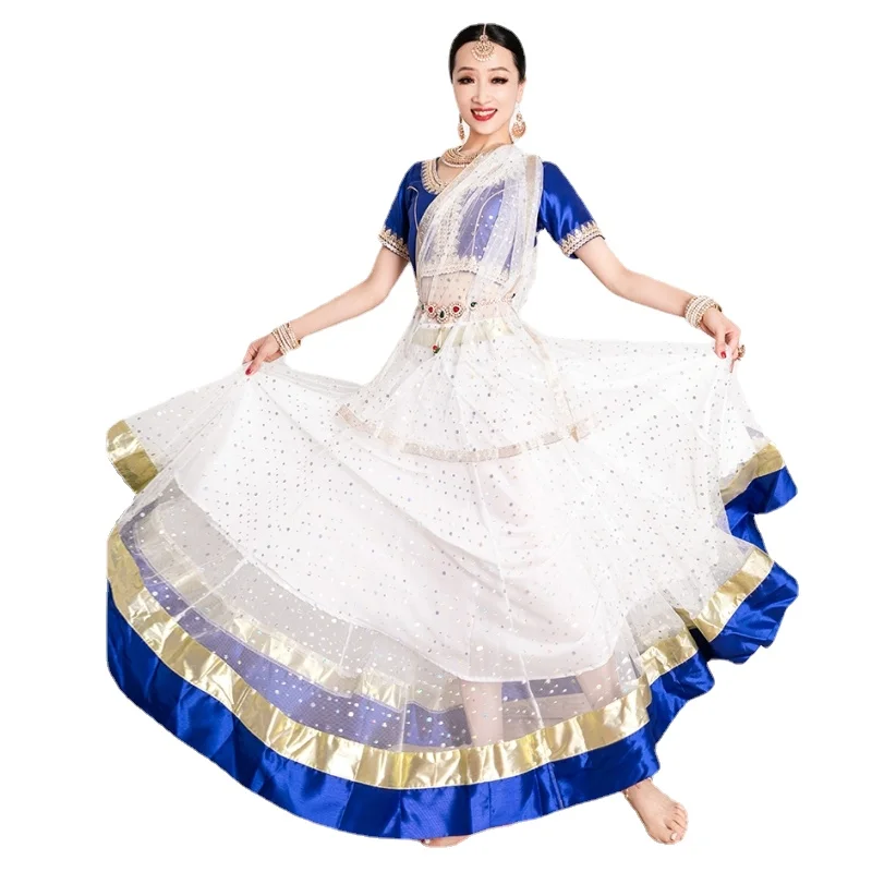 Abito Indiano Danza Performance Vestiti Lengha Choli 3 Pezzi Set Gonna Altalena Top Scialle India Sari Pakistani Vestido Indiano