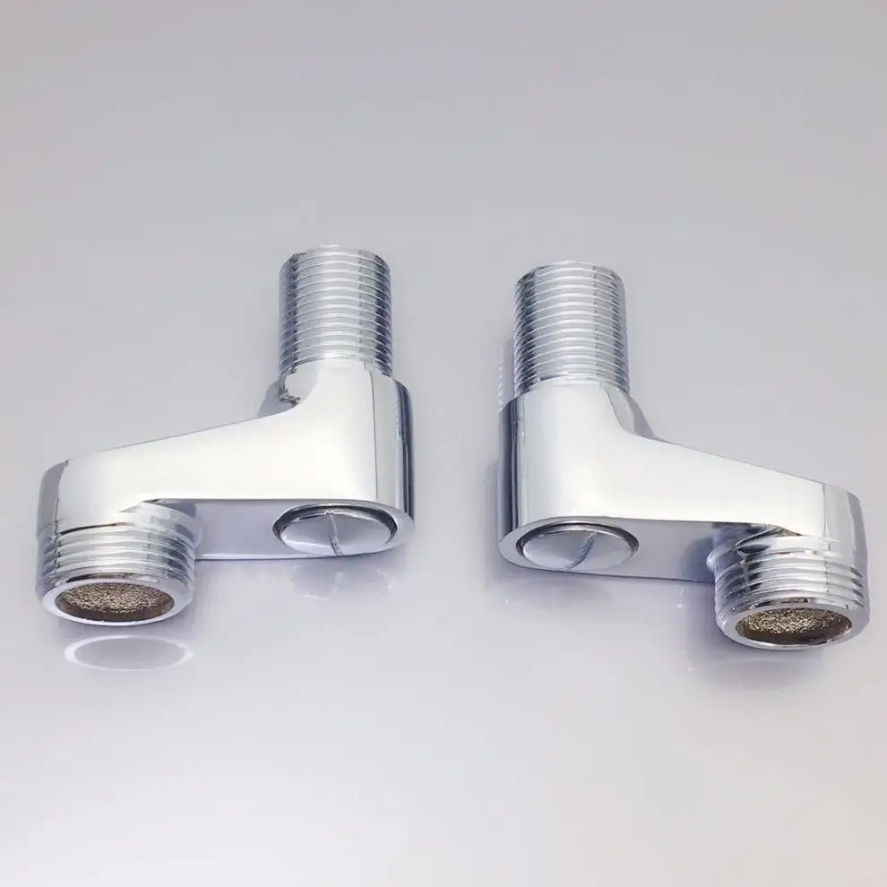 2Pcs Shower Faucet Curved Foot Adjustable Adapter Solid Brass Wall Mounted Replacement Angle Valve Kitchen Bathroom Accessories