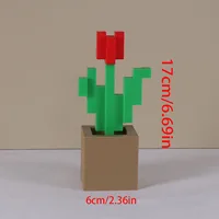 Charming 3D printed pixel rose - perfect for bedroom decoration, no need for power, durable plastic 5