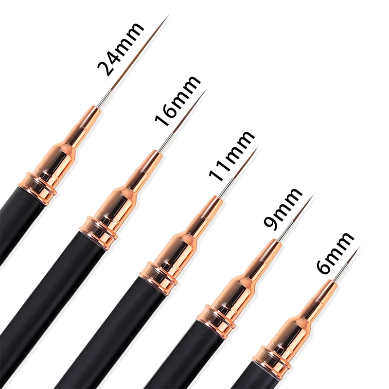 5개 세트 전문가용 네일 아트 라이너 브러쉬 스트라이핑 페인팅 디자인용, 젤 라이너 네일 아트 브러쉬 7/9/11/15/20mm