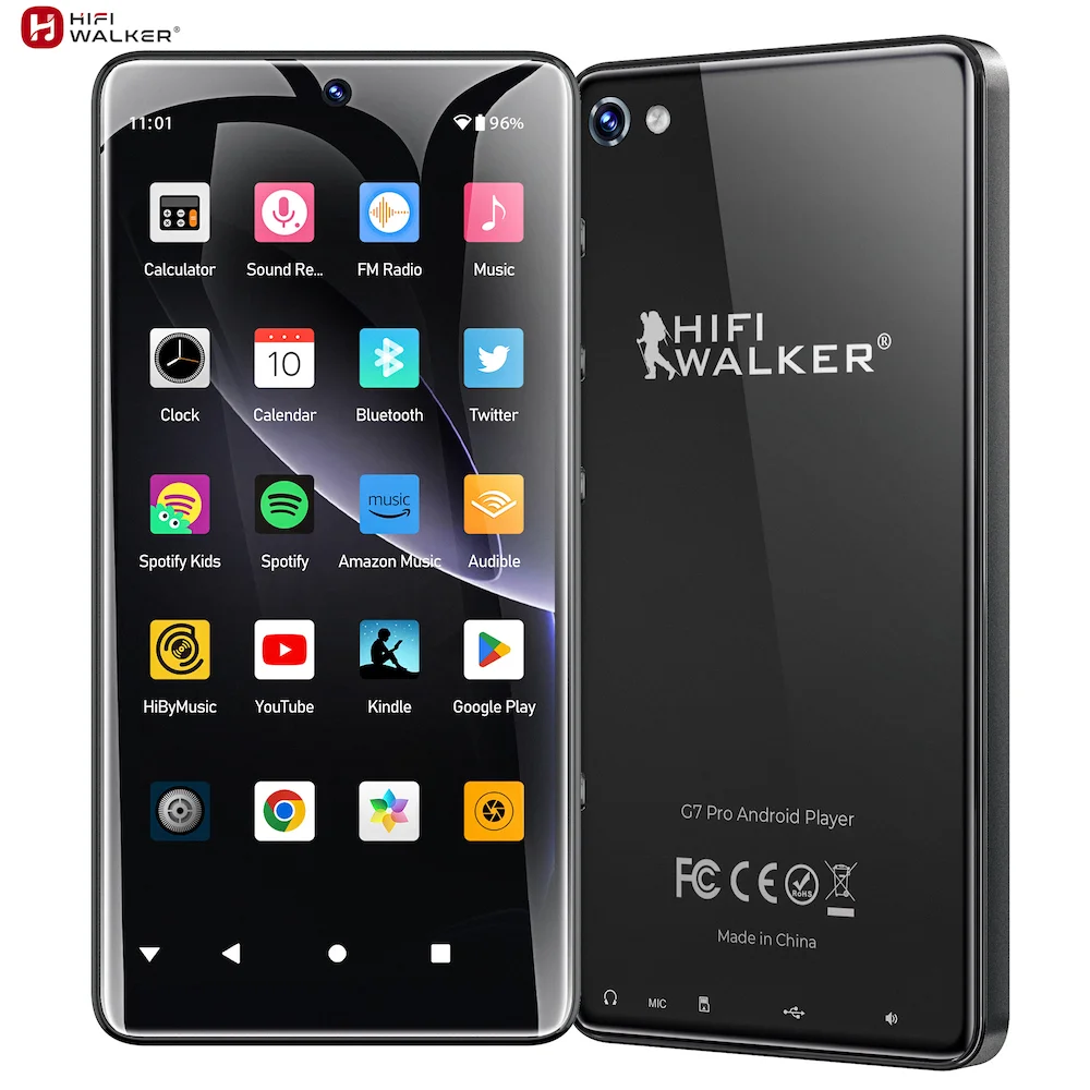 MP3-speler met Bluetooth en WiFi, Oilsky 80GB 4 Zom 1080P Touchscreen MP4- speler, Android 9.0, Draagbare MP3-muziekspeler met Spotify, Hoorbaar, Deezer (Zwart
