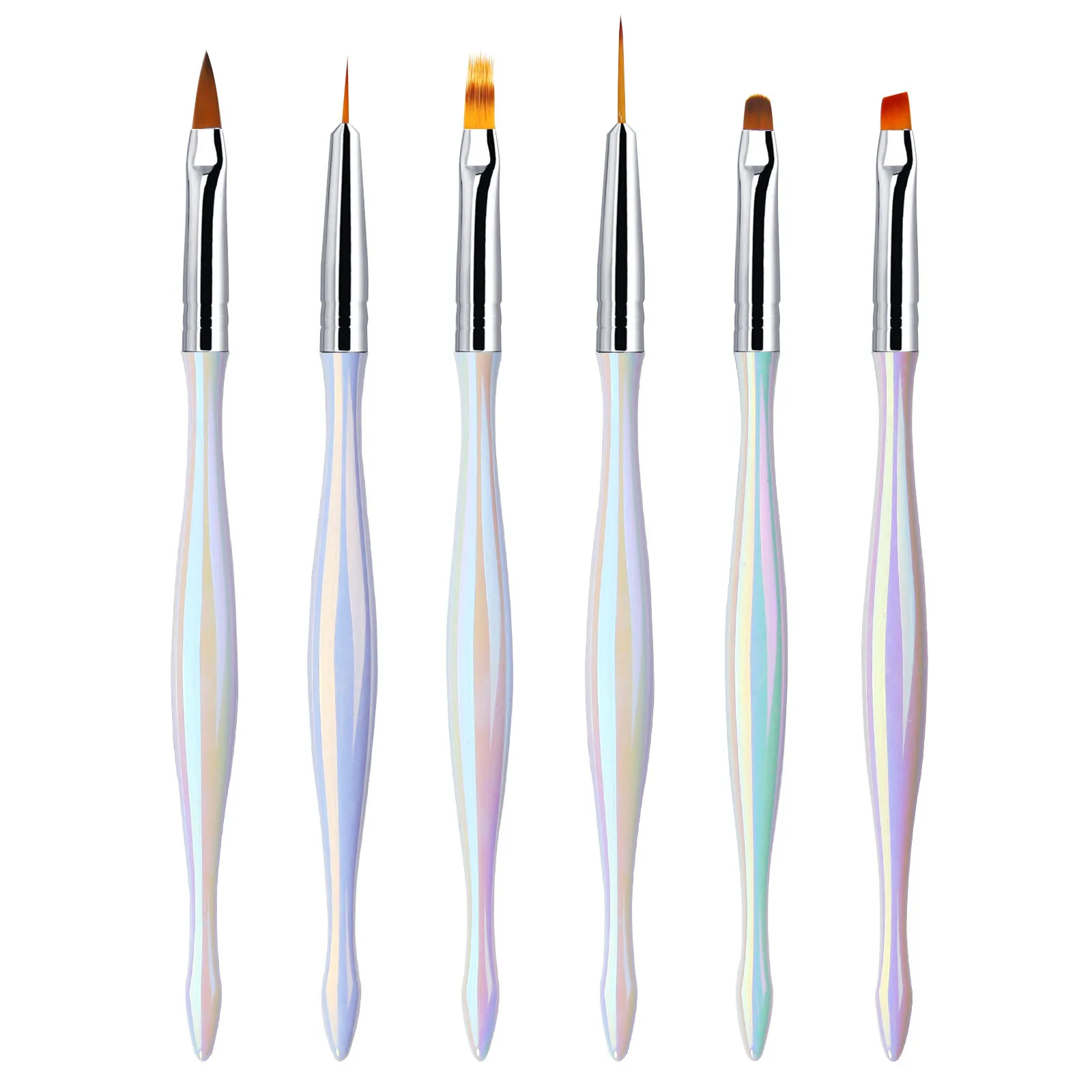 

6Pcs Professional Manicure UV Gel Brush Pen Aurora Acrylic Nail Art Painting Drawing Brush Phototherapy Tools