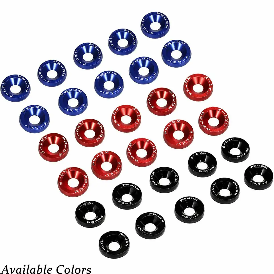 Set 10 Rondelle Paraurti Auto In Alluminio - Bulloni M6 Nero Per Telaio Targa E Dress Up - Foto 10