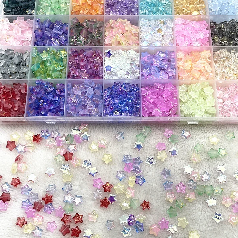 30pcs/lot 8mm Glass Beads Five-pointed Star Matte for Jewelry Making