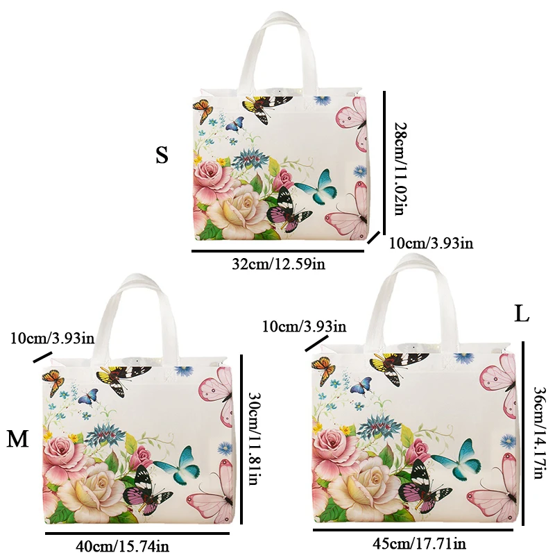 Fashion Flower Shopping Bag Non-woven Fabric Tote Bag Eco Bag Folding Travel Organizer Grocery Storage Bags For Clothes Reusable 3