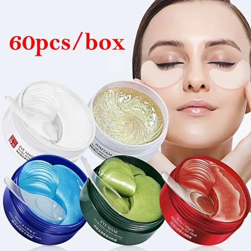 Collagen Eye Mask 60pcs Moisturizing Hydrating Firming Anti Dark Circles Eye Bags skincare Gel Masks Eyepatch Beauty Patches collagen eye mask