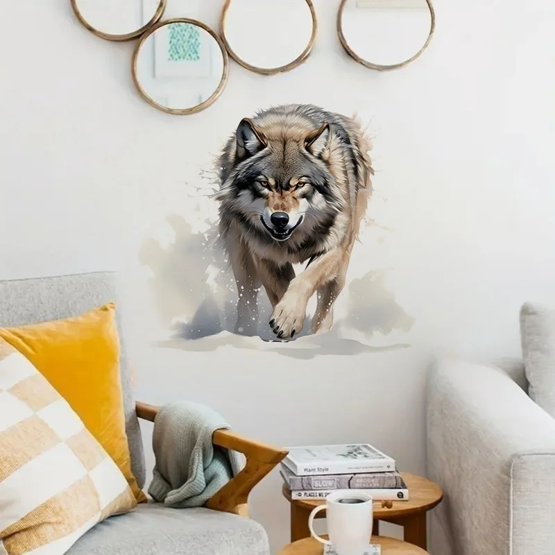 Snowy Wolf Wall Stickers Toilet Stickers Bright Room for Home Decoration Vinyl Animal Decals Art Wallpaper Poster