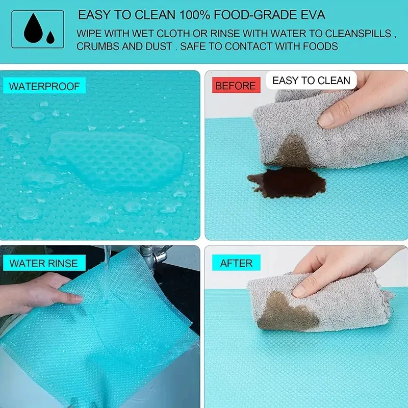 8 Pcs Refrigerator Liners Mats Washable Refrigerator Mats Liner Waterproof Oilproof Shinywear Fridge Liners for Shelves Cover