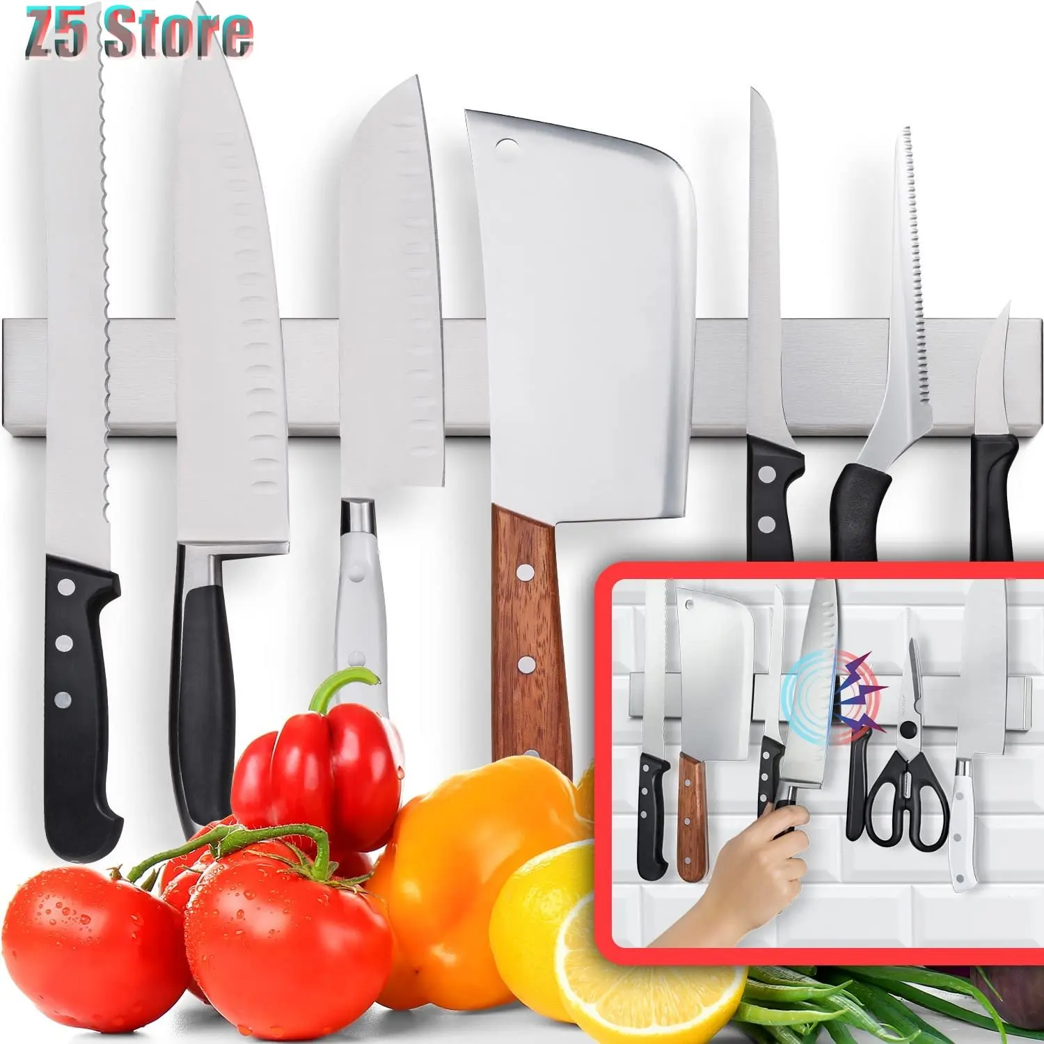 Wall Mounted Knife Holder for Wall No Drilling Space Saving