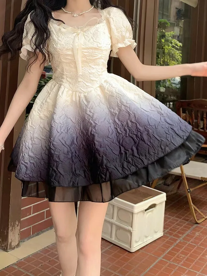 

2024 Summer New Sweet Girl White Pink Party Dresses Womens Fashion New in Dresses Ladies Luxurious Youthful Short Dresses