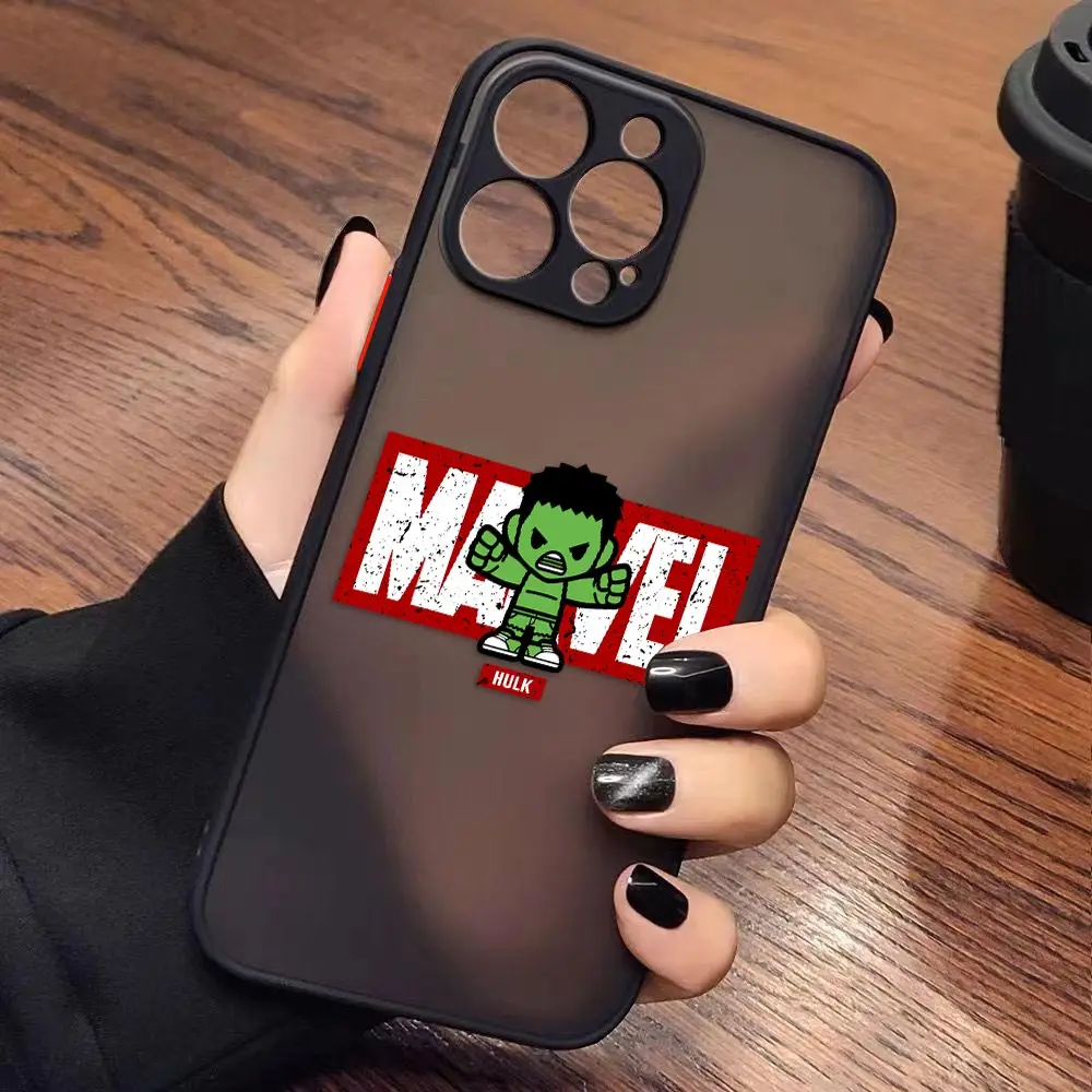 thumbnail image 1 of Funda para iPhone Apple 14 13 11 12 MINI Pro XS Max XR X 7 SE 2022 2020 6 6S Plus, carcasa con dibujos animados de Los vengadores de Marvel, 1 of 5