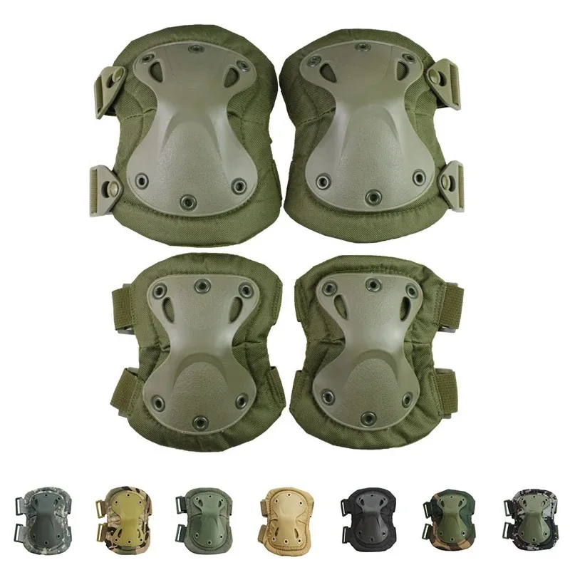 Tactical Combat Knee & Elbow Protective Pads Set for Outdoor CS Paintball Game Cycling Safety Skateboarding Gear Skates Knee Protection Guard Pads