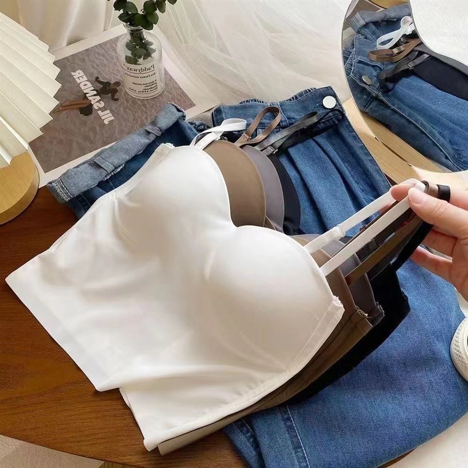 Hot Girls Wearing Solid Color Halter Tops Wear Sports Vests, Sexy Slim Bottoming Shirts, Seamless Outer Vest Bras