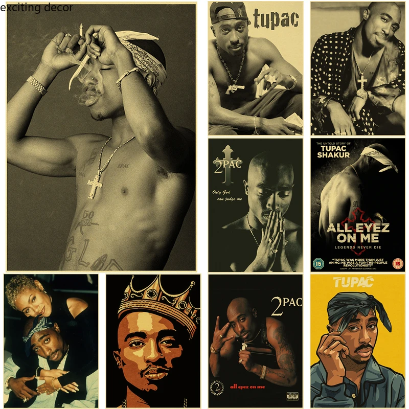 Hip Hop Singer Tupac Poster Print Posters Rapper 2PAC Kraft Paper