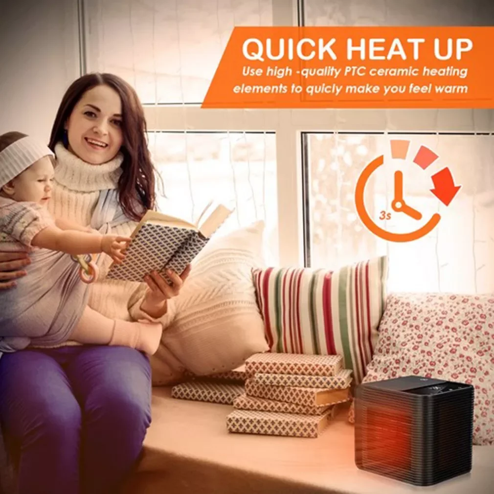 Mini-Lufterhitzer, leistungsstarker Warmlufterzeuger, schneller Heizlüfter, Herd, Heizkörper, Büro-Desktop, leistungsstarker Warmlufterzeuger_voghion.com