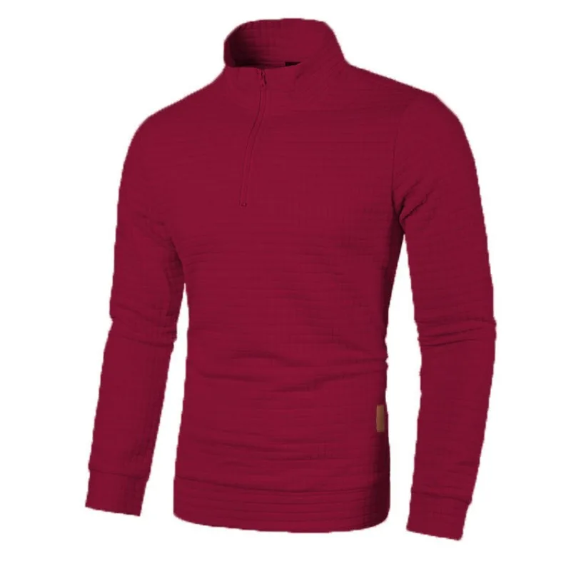 2023 Men's Sweater Zipper Design Solid Color Standing Collar Pullover Jacquard Plaid Sweaters Sweatshirt