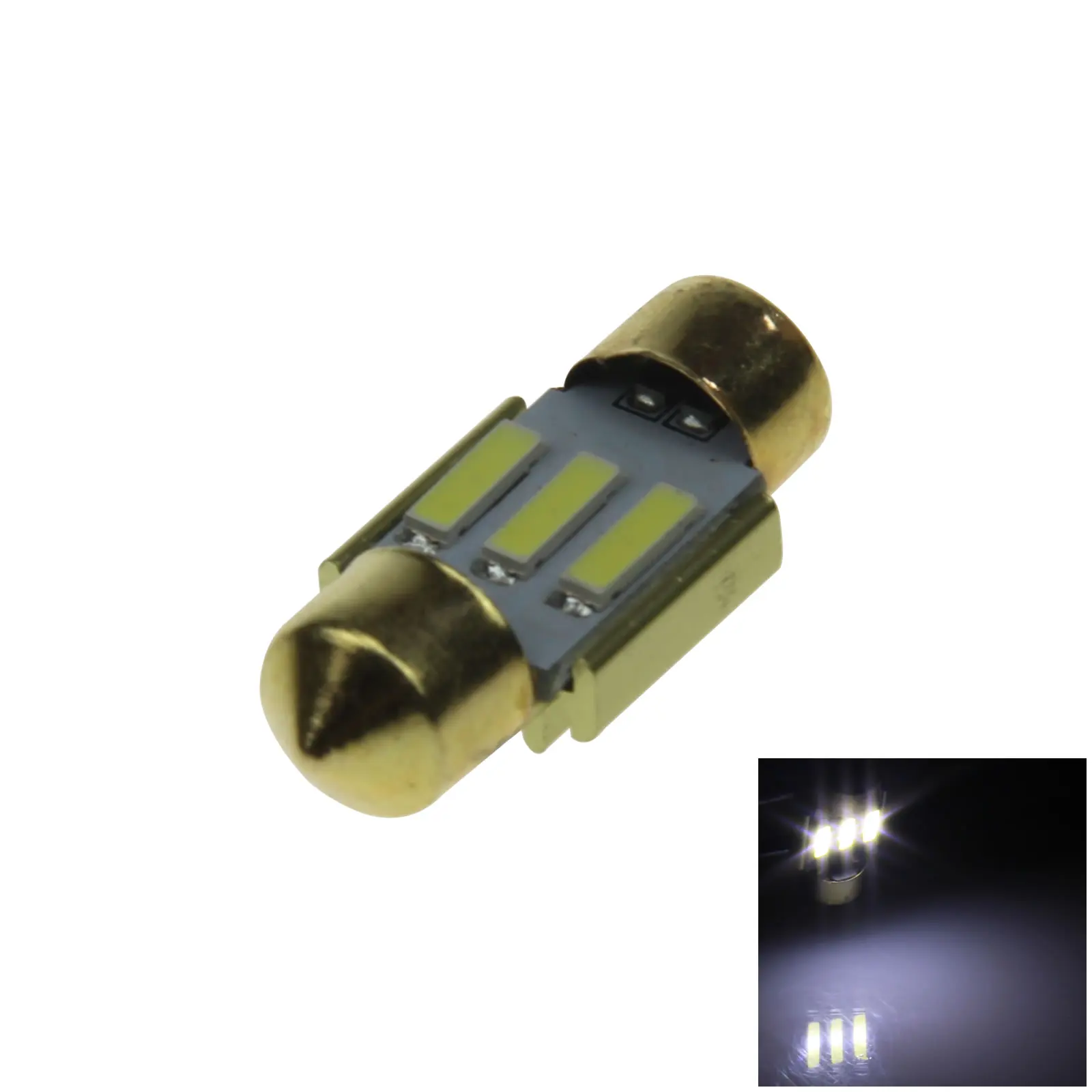

1x White Car 31MM Festoon Light Reading Blub Canbus Error Free 3 Emitters 7020 SMD LED 30mm Z20270