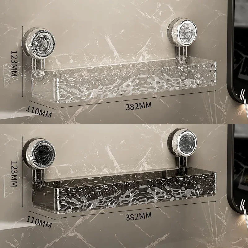 Corrugated Suction Cup Storage Holder Light Luxury Style Glacier Pattern Suction Cup Shelf No-Drill Bathroom Suction Storage Box 6