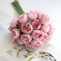 Luxurious 27 - Head Pink Peony Silk Bouquet for Elegant Home and Wedding Décor (Pink Purple)