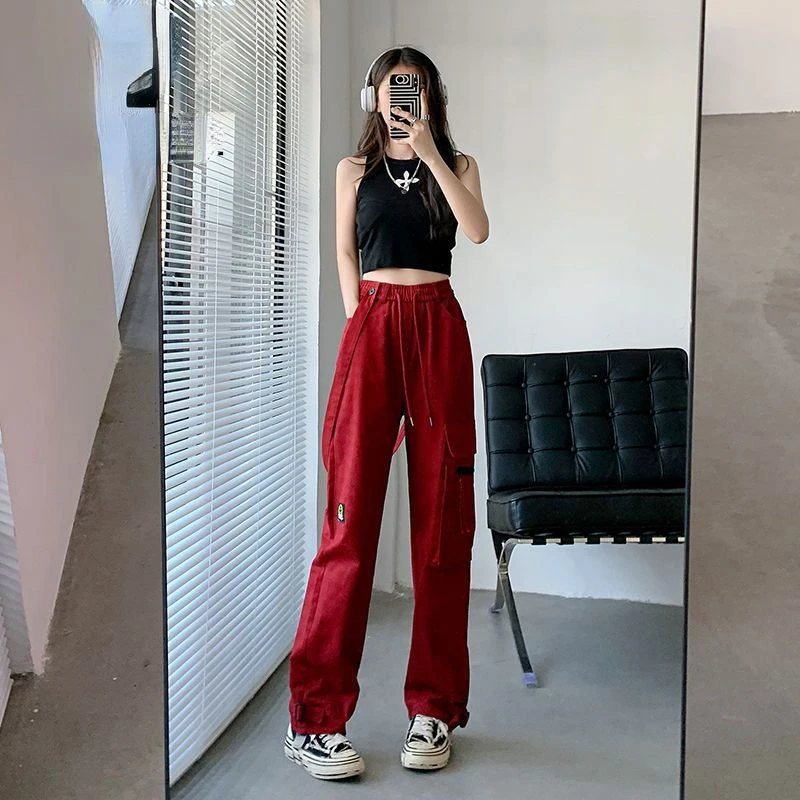 Women's Summer Frock Wide Legs High Waist Straight Bind Your Feet Streetwear Women Y2k Pants Tide Brand Hip HopTidal Current