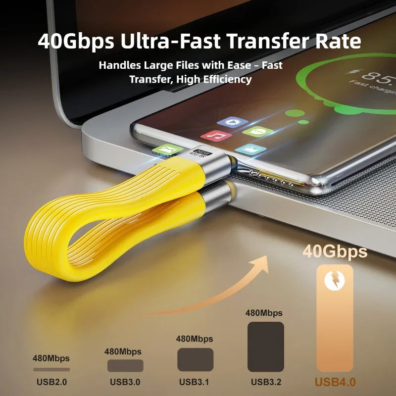 A.S USB C Cable Keychain Charger Cable, Short 240W PD Fast