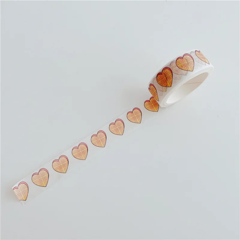 1.5cm*5m 한국 스타일 사랑 하트 스티커 와시 테이프 손으로 찢을 수 있는 핸드북 장식 테이프
