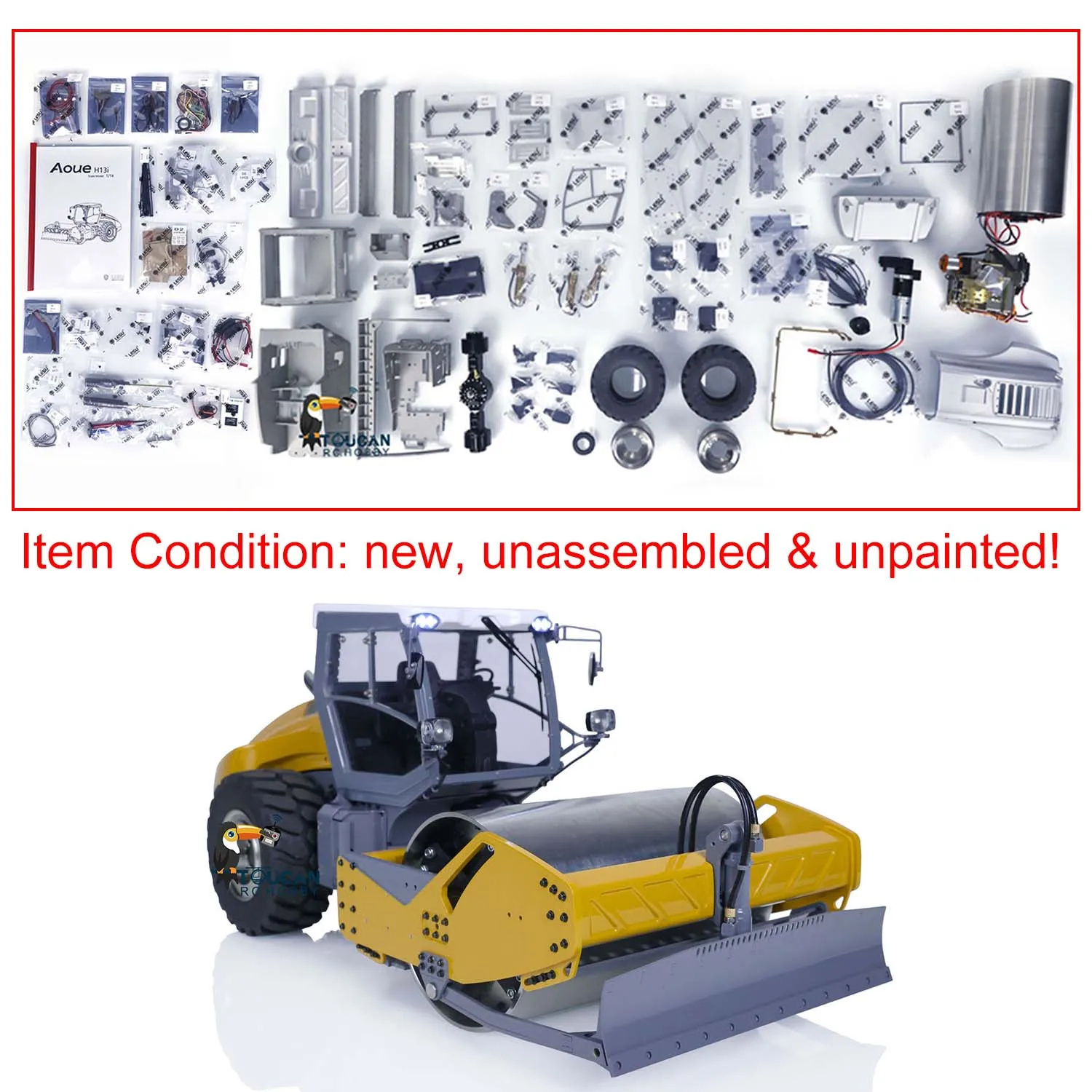 KIT 1/14 LESU RC Hydraulic Road Roller HAMM H13ix Metal Engineering Vehicle Model Unpainted Unassembled Toys for Adult TH21999 6