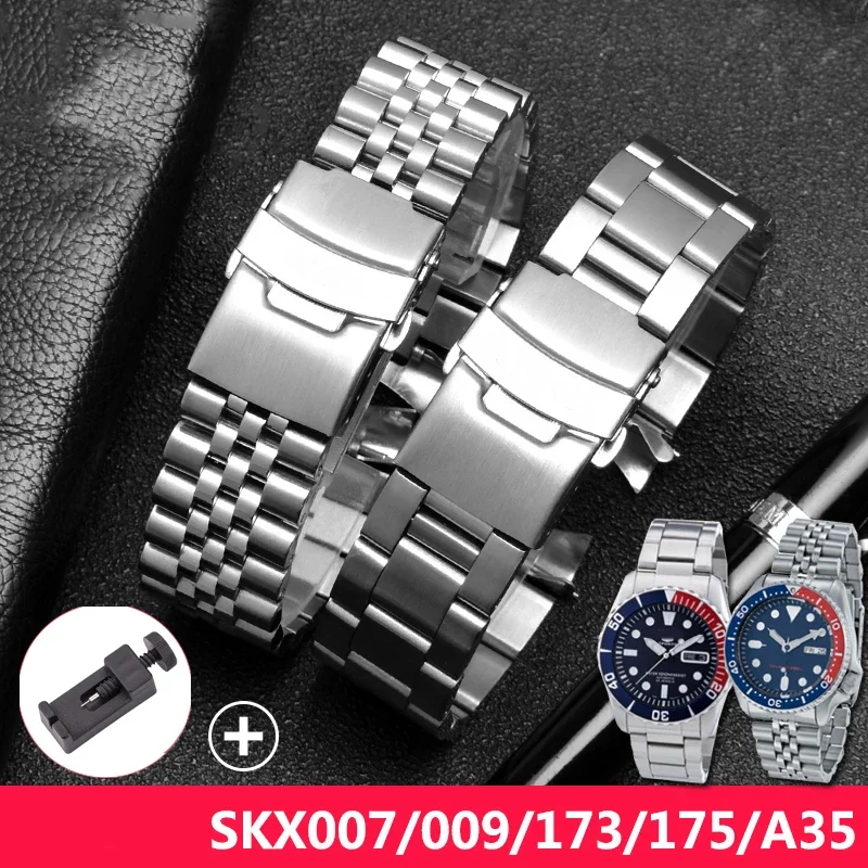 Per Seiko Cinturino In Acciaio Inossidabile Skx007 Skx009 Srpd63K1 Skx173/175/A35 20Mm 22Mm Cinturino Srpd Jubilee Bracciale Curvo Accessori