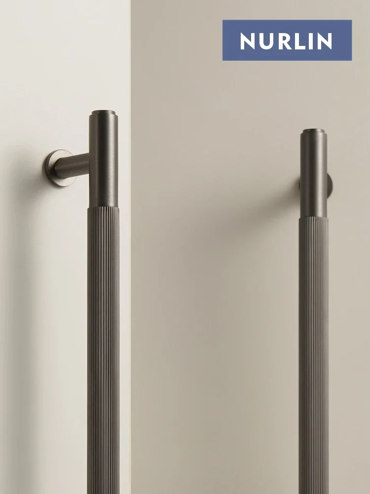 Nurlin ทองเหลืองรูปแบบเชิงเส้นตู้ Knobs ตู้เสื้อผ้าตู้ประตูลิ้นชัก Gunmetal Matte Gold Antique Bronze ดึง 1