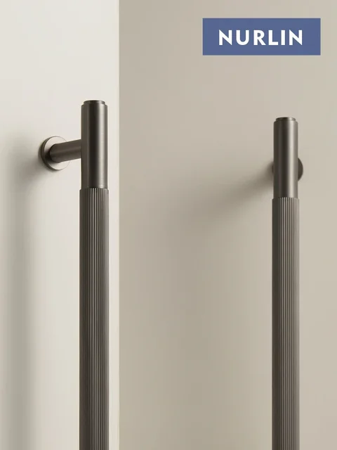 Nurlin ทองเหลืองรูปแบบเชิงเส้นตู้ Knobs ตู้เสื้อผ้าตู้ประตูลิ้นชัก Gunmetal Matte Gold Antique Bronze ดึง 1