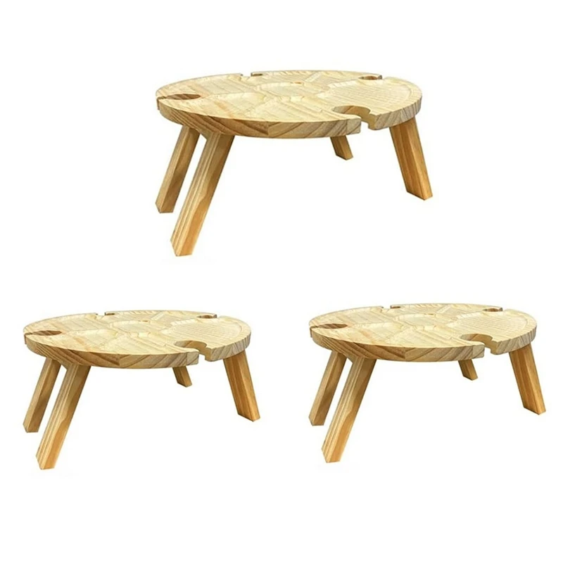 

Деревянный складной столик для пикника с держателем для Винных Бокалов-переносная креативная стойка 2 в 1 для бокалов и ячеек
