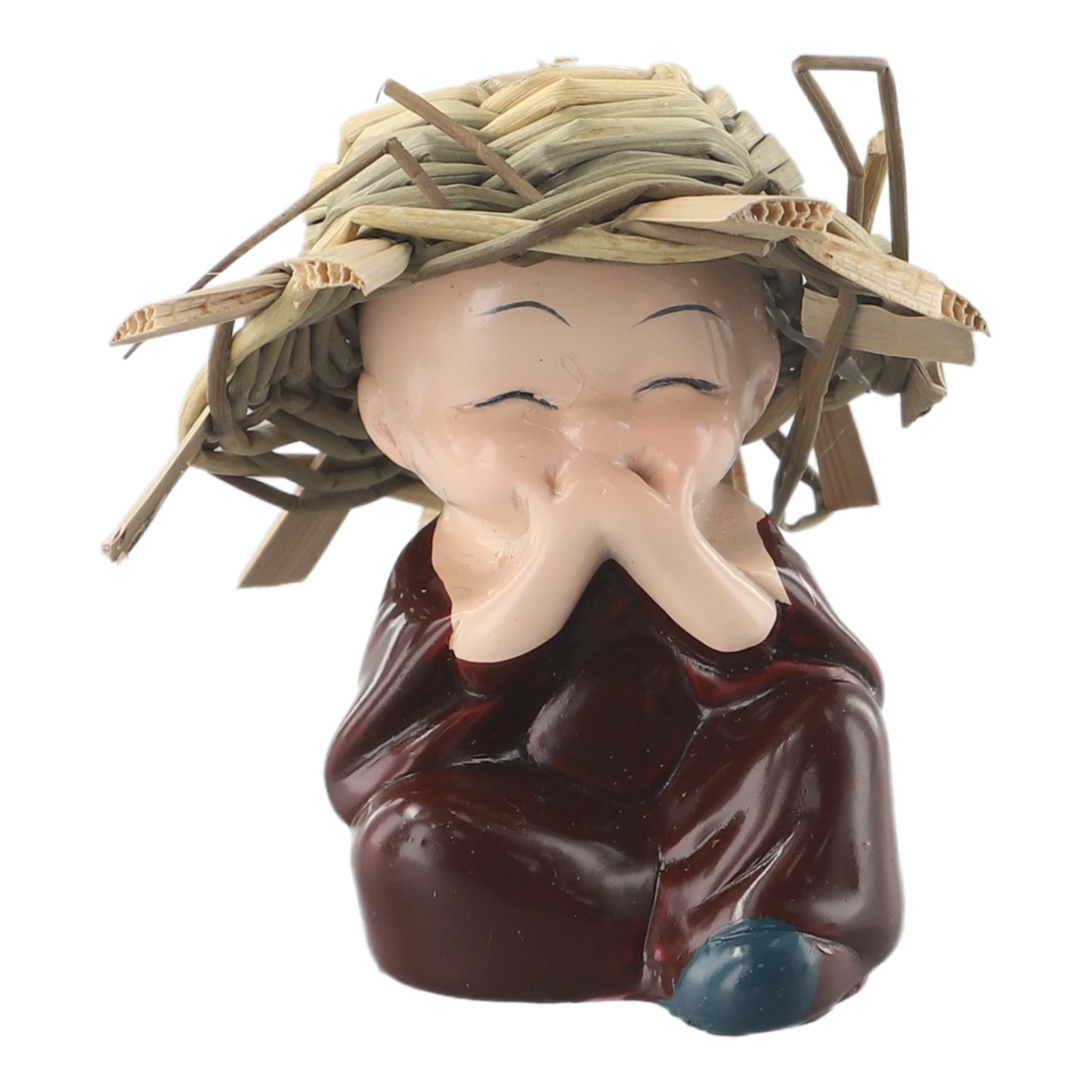 4 шт., милые скульптуры монахов, кукла шаолин с соломенной шляпой, статуя Будды из смолы, ремесла, маленькие монахи, украшения для стола, украшение для автомобиля