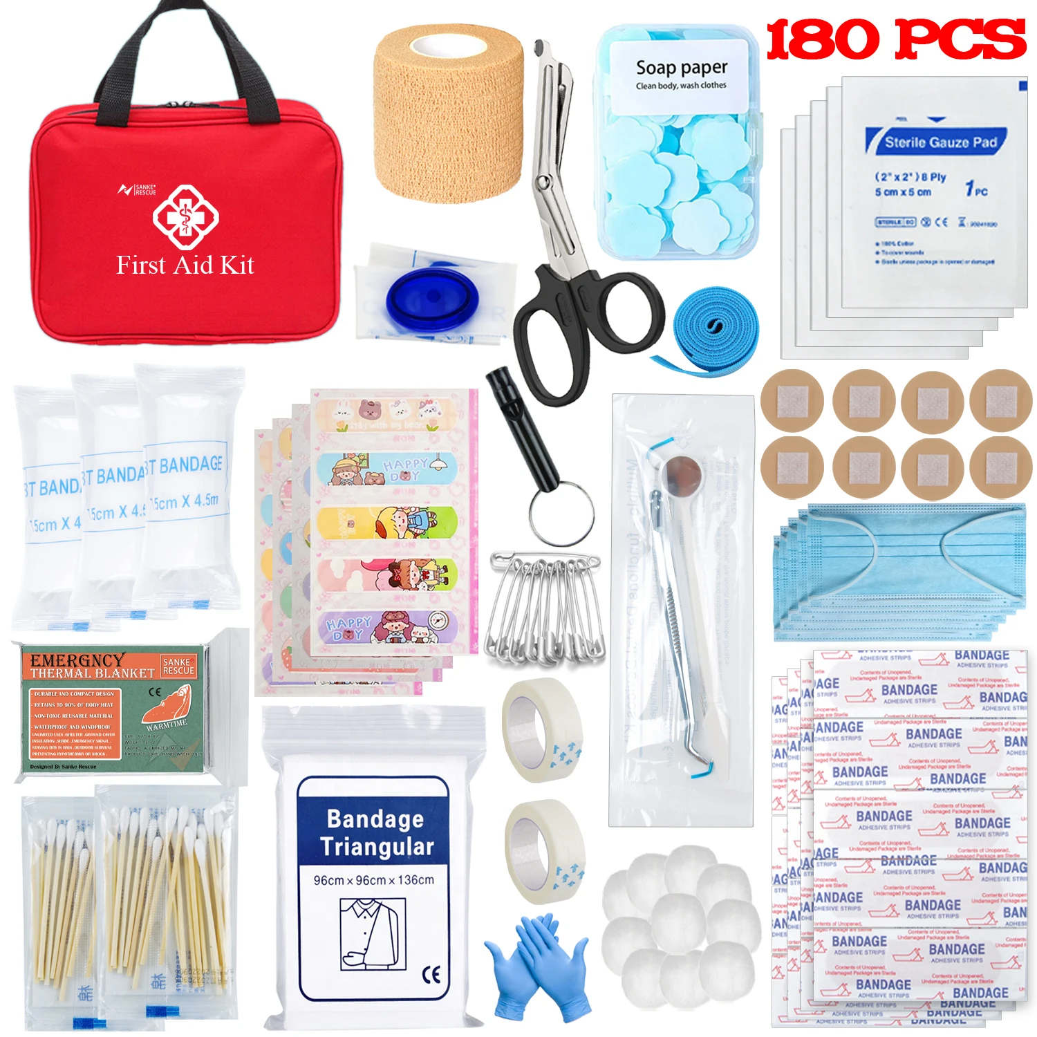 Kit di pronto soccorso Kit di emergenza tattica multiuso da 180 pezzi In auto accessori militari Kit di sopravvivenza borsa medica da campeggio