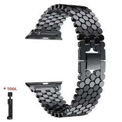 Premium Alloy Metal Strap Band for Apple Watch - Elegant Bracelet Design (Black)