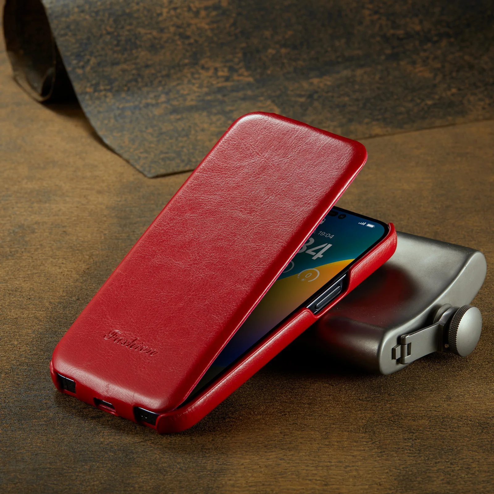Fierre Shann Premium Vertical Flip Leather Phone Case with Up-Down Opening