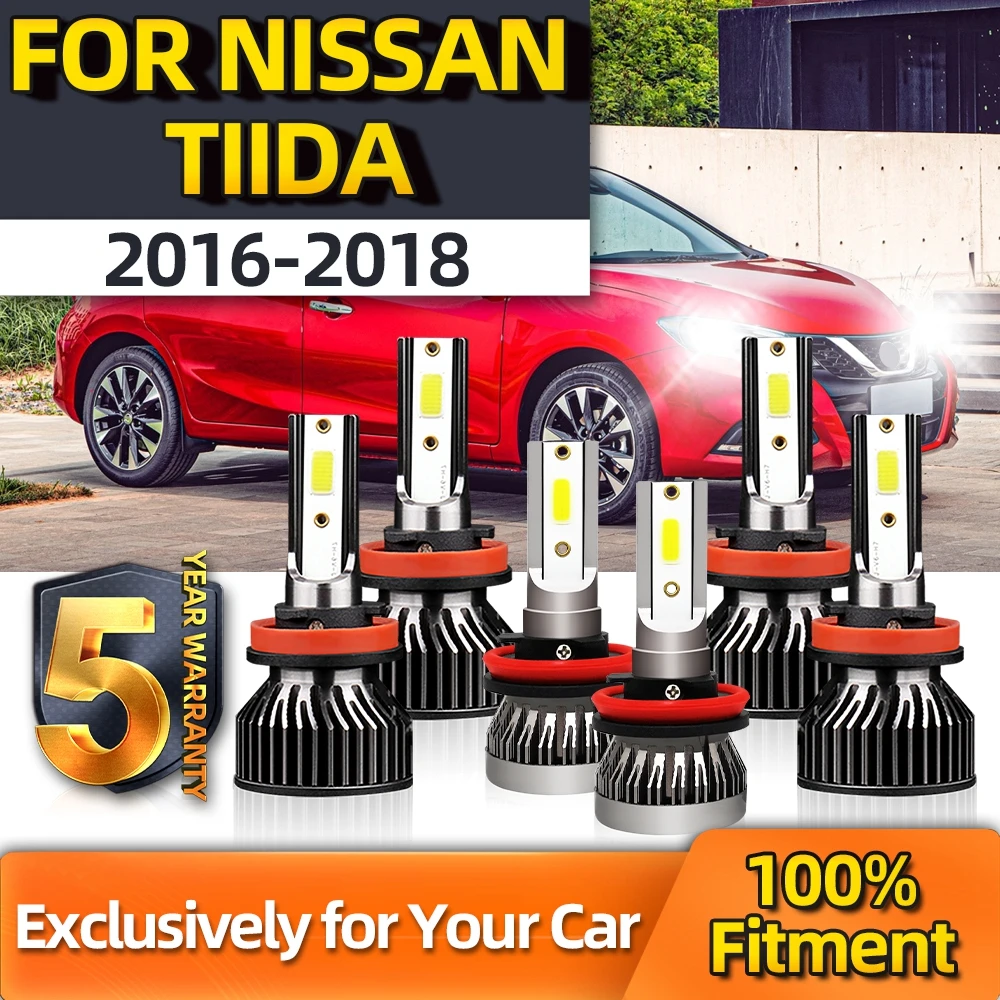 

TEENRAM 6X Led CSP Chip Super Bright Headlight 30000LM Fog Lamp H11 High H11 Low H11 12V 24V 6000K For Nissan Tiida 2016-2018