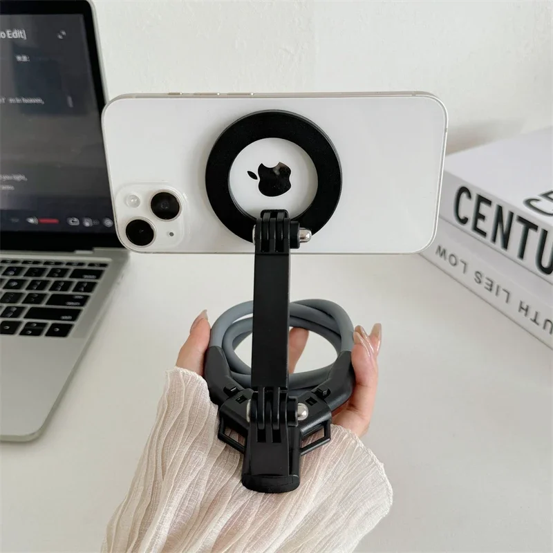 Soporte para teléfono móvil con cuello portátil manos libres, trípode colgante magnético, soporte para palo Selfie de ví