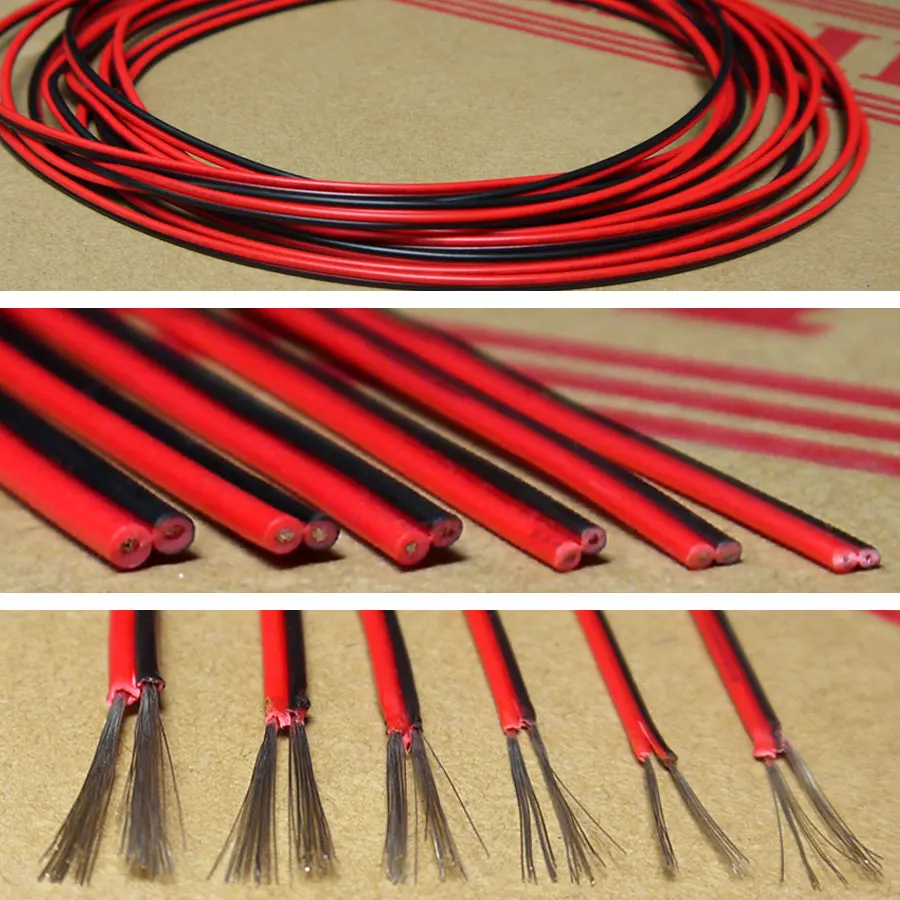 Cable de tira cableada de 2 pines, Cable de extensión Flexible JST de 2 núcleos para lámpara, Bombilla, Luz, Cable eléctrico automotriz, rojo y negro, 5V, 12V