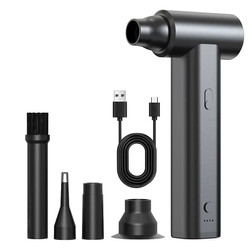 Compressed Air Duster 120000PRM Mini Blower Turbo Fan USB Rechargeable 2 in 1 Air Blower & Vacuum Cleaner Keyboard Cleaning Kit