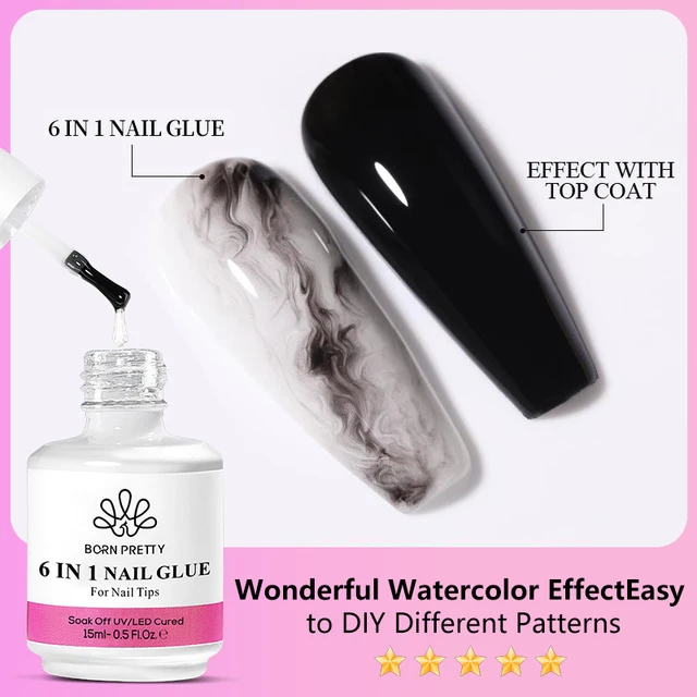 BORN PRETTY 15ml Nail Functional Glue Quick Dry Persistent Extend Nails 6-in-1 Soak Off UV LED Base Gel Top Coat Gel DIY 3