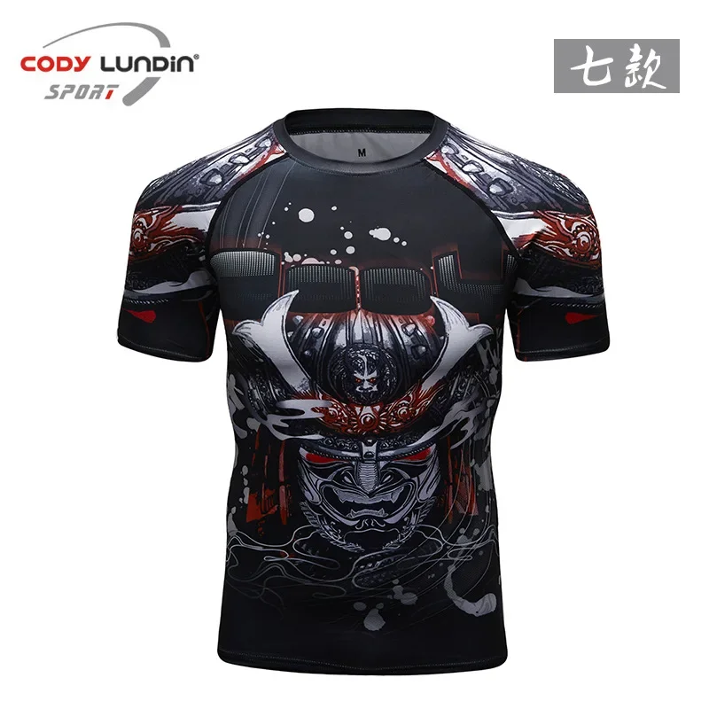 Camisa de compressão de manga curta para homens MMA BJJ Sport T Shirt Boxe, Jersey de basquete, treino, musculação, fitness, corrida, ginásio